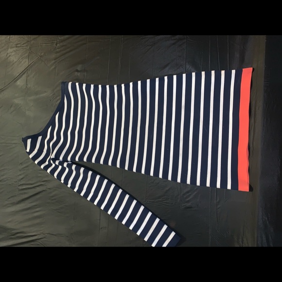 BCBG Bandage Navy Stripe One Shoulder Dress - Picture 2 of 8